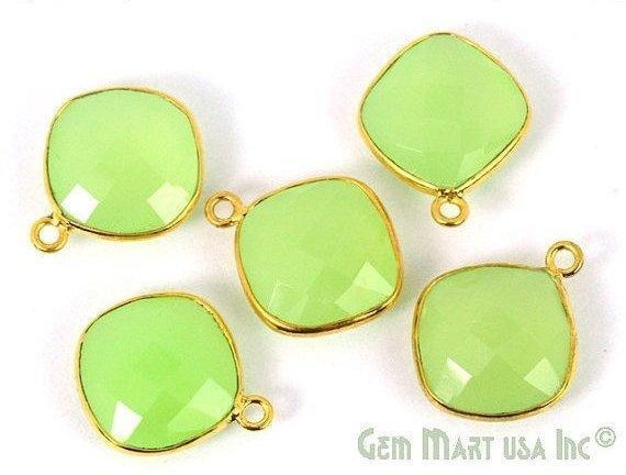 Cushion 12mm Single Bail Gold Bezel Gemstone Connector