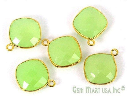 Cushion 12mm Single Bail Gold Bezel Gemstone Connector