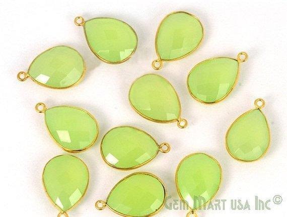 Pear 12x16mm Single Bail Gold Bezel Gemstone Connector