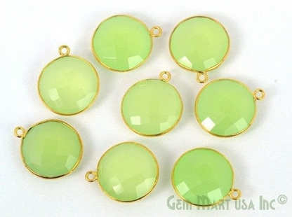 Round 16mm Single Bail Gold Bezel Gemstone Connector