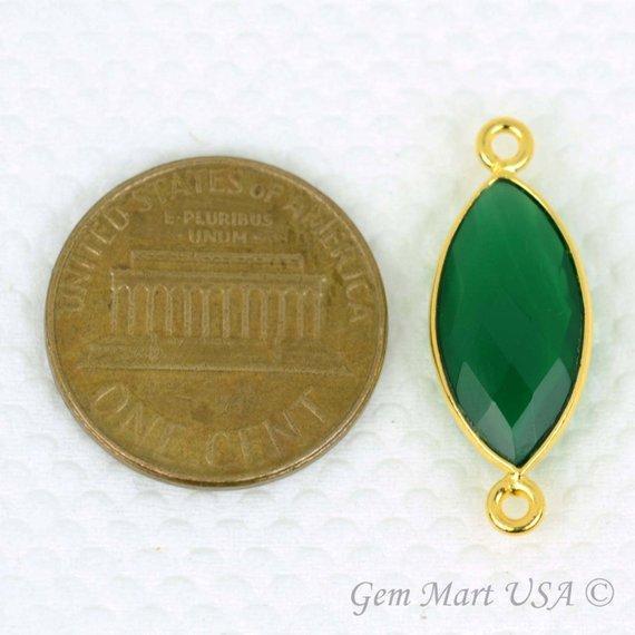 Marquise 10x20mm Double Bail Gold Bezel Gemstone Connector