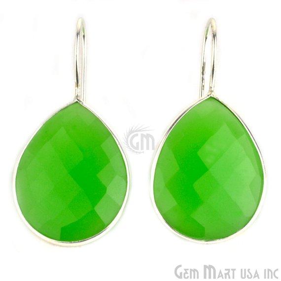 Pear Shape 21x26mm Silver Plated Gemstone Hook Earrings (Pick your Gemstone) (90011-1) - GemMartUSA