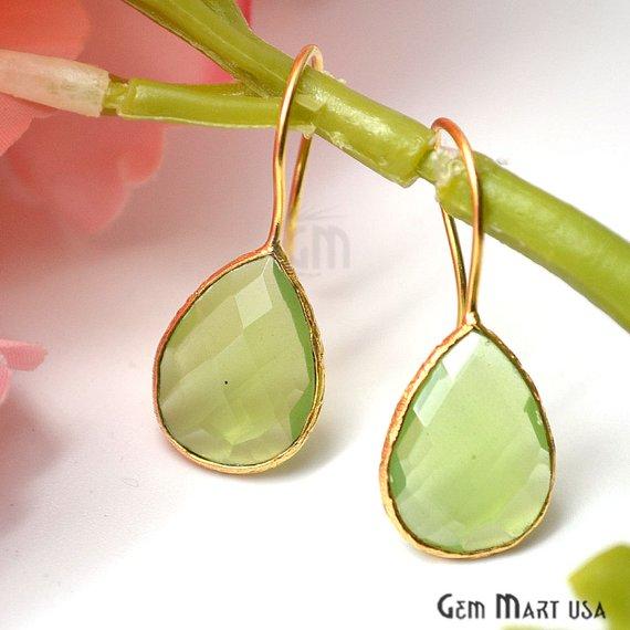 Pear 17x13mm Gold Gemstone Hook Earrings 1 Pair (Pick your Gemstone) - GemMartUSA