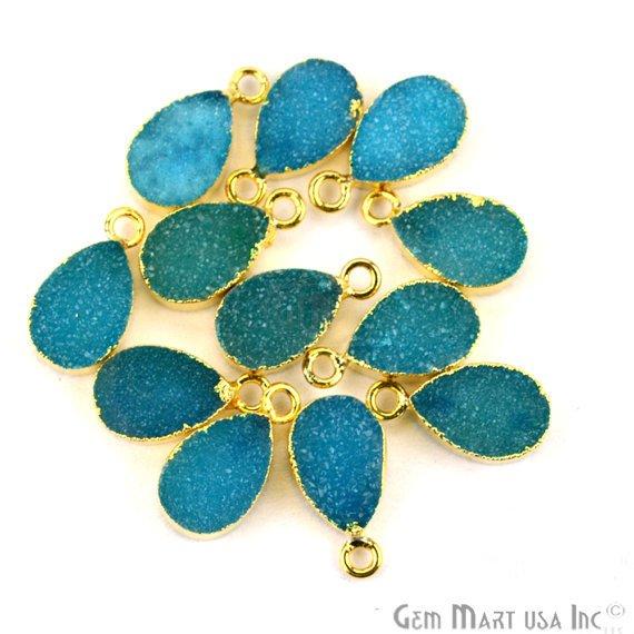 Druzy Gold Electroplated 8x12mm Pears Single Bail Gemstone Connector