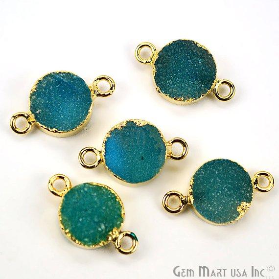 Gold Electroplated Druzy 10mm Round Shape Druzy Gemstone Connector (Pick Your Color, Bail) - GemMartUSA