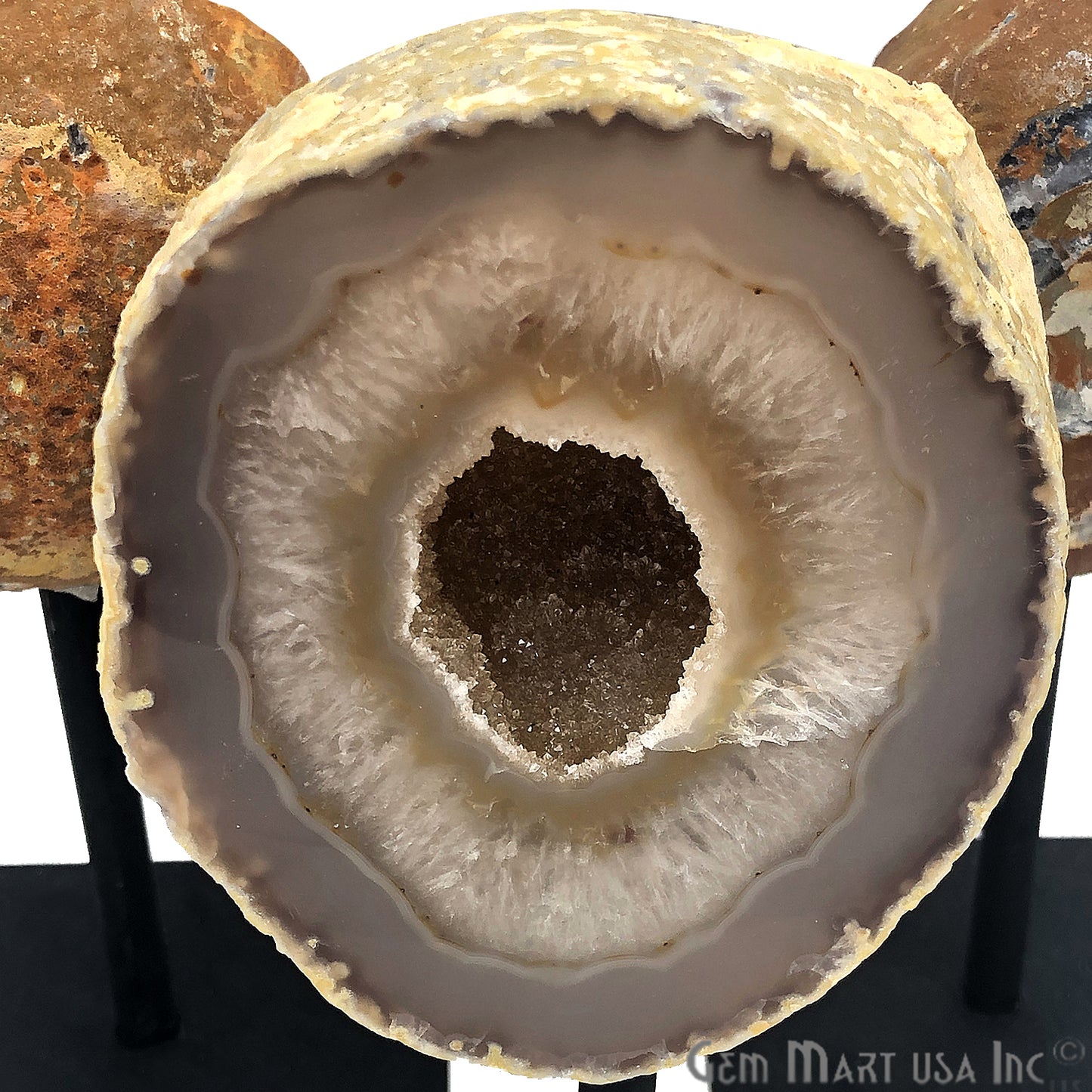 3-4" Geode Metal Holder, Gemstone Home Decor, Table Centerpiece - GemMartUSA