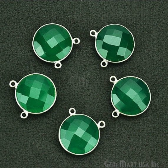 Round 16mm Cat Bail Silver Bezel Gemstone Connector