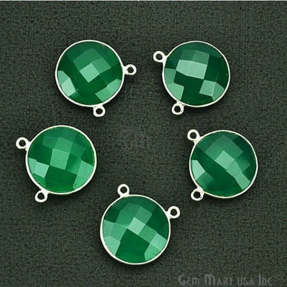 Round 16mm Cat Bail Silver Bezel Gemstone Connector