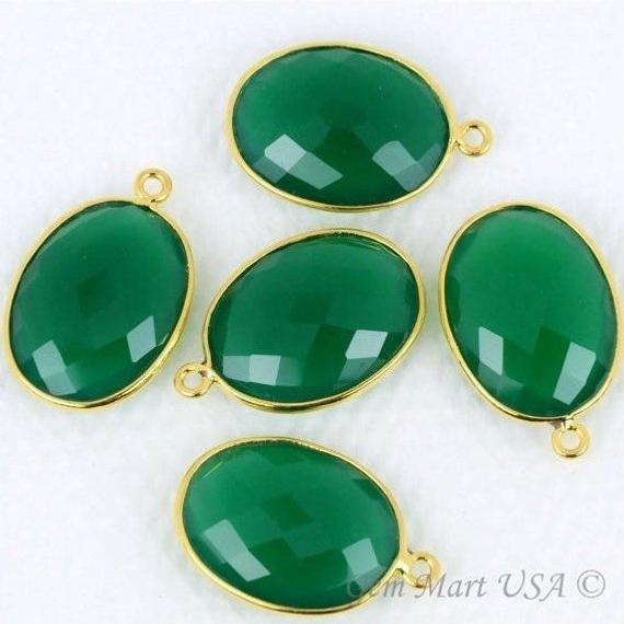 Oval 15x20mm Single Bail Gold Bezel Gemstone Connector