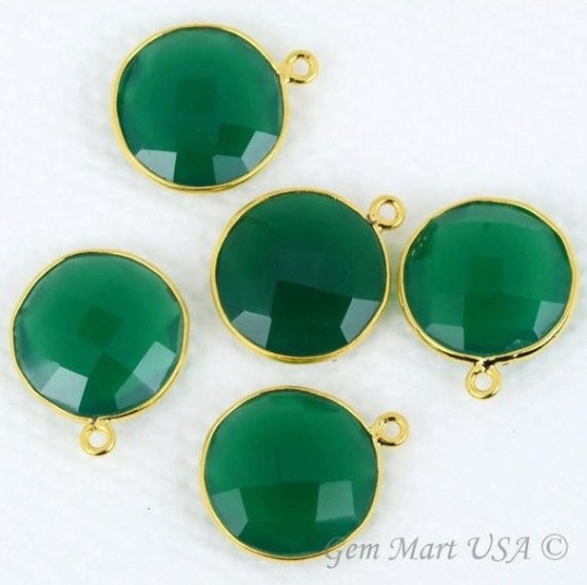 Round 16mm Single Bail Gold Bezel Gemstone Connector