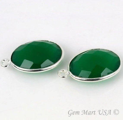 Oval 12x16mm Single Bail Silver Bezel Gemstone Connector