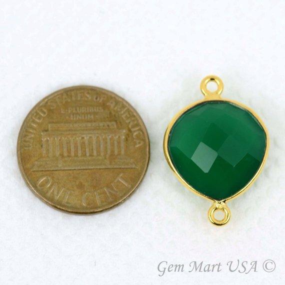 Heart 14mm Double Bail Gold Bezel Gemstone Connector