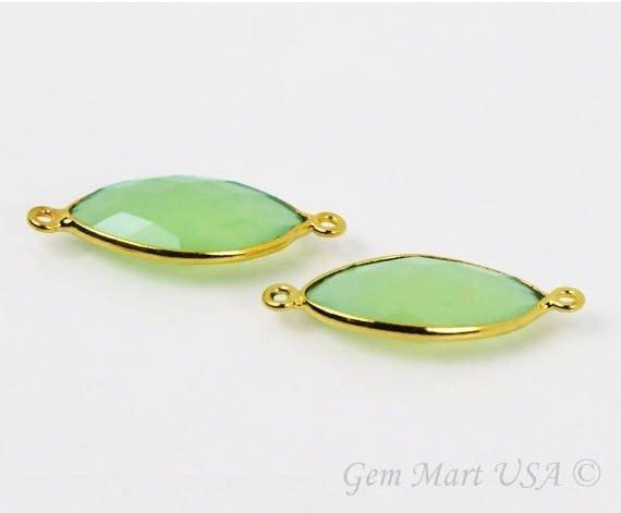 Marquise 10x20mm Double Bail Gold Bezel Gemstone Connector
