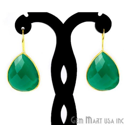 Gold Plated Pears Shape 21x26mm Gemstone Dangle Hook Earring Choose Your Style (90010-1) - GemMartUSA