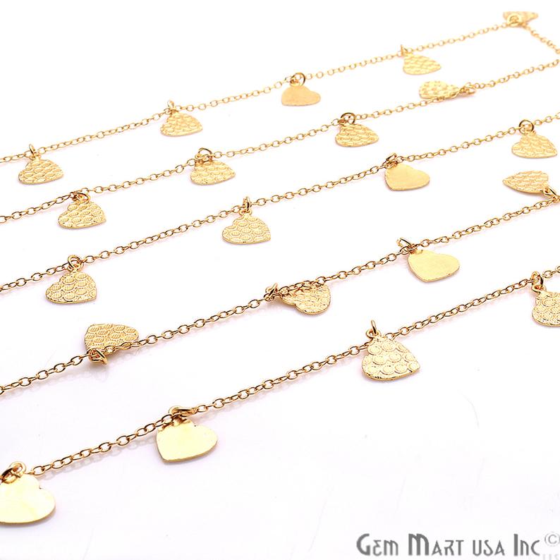 Heart Shape Finding Gold Plated Soldered Station Rosary Chain - GemMartUSA