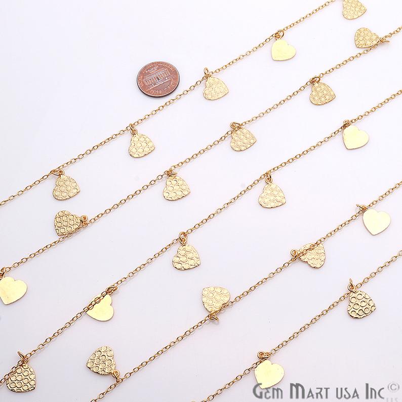 Heart Shape Finding Gold Plated Soldered Station Rosary Chain - GemMartUSA