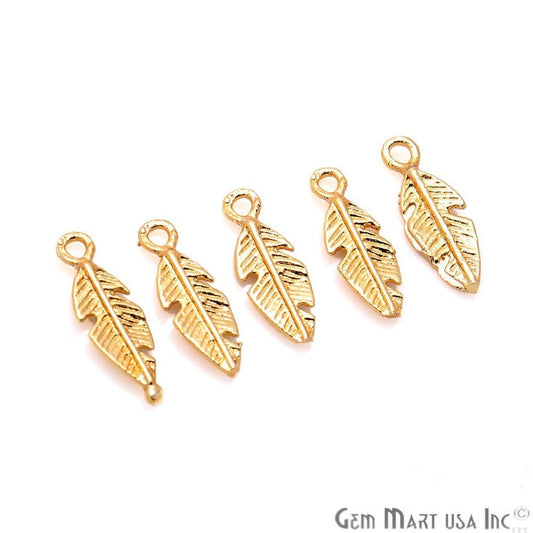 5pc Lot Leaf Shape Gold Plated 18x6mm Charm Finding Connector - GemmartUSA