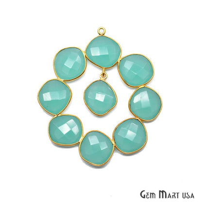 Aqua Chalcedony 52x45mm Gold Plated Bezel Earring Connector Component (1pc) - GemmartUSA