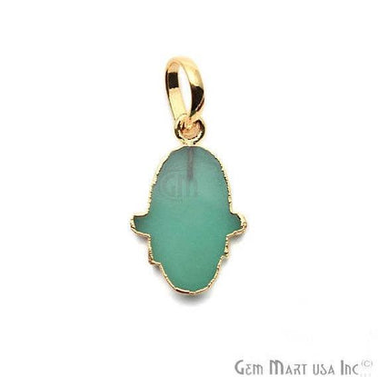 Gold Electroplated 20x15mm Hamsa Shape Gemstone Pendant (50014) - GemMartUSA