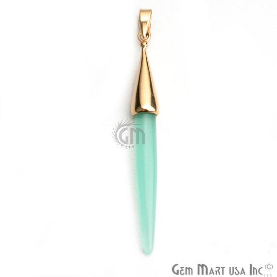 Gold Plated Cap Gemstone Spike Charm Pendant (50020) - GemMartUSA