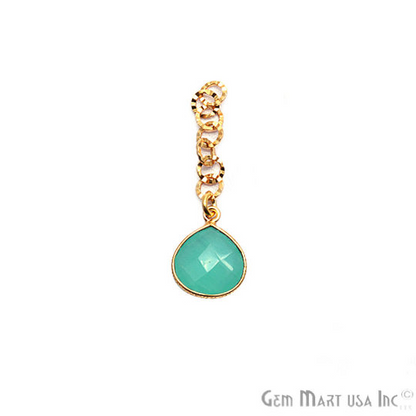 Heart Shape 12mm Gold Plated Gemstone Dangle Connector - 1pc
