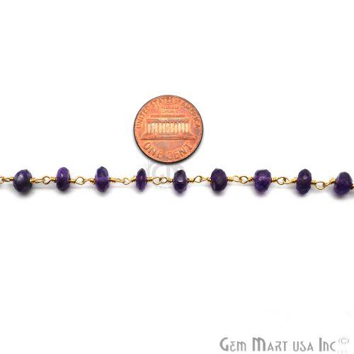 Amethyst Beads Gold Plated Wire Wrapped Rosary Chain (762762559535)