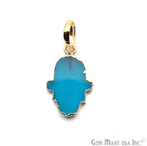 Gold Electroplated 20x15mm Hamsa Shape Gemstone Pendant (50014) - GemMartUSA