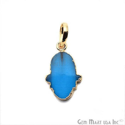 Gold Electroplated 20x15mm Hamsa Shape Gemstone Pendant (50014) - GemMartUSA