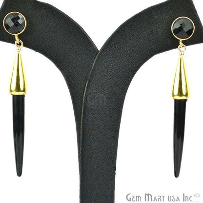 Gold Plated Spike Shape 64x5mm Gemstone Dangle Post Earring Choose Your Style (90007-1) - GemMartUSA