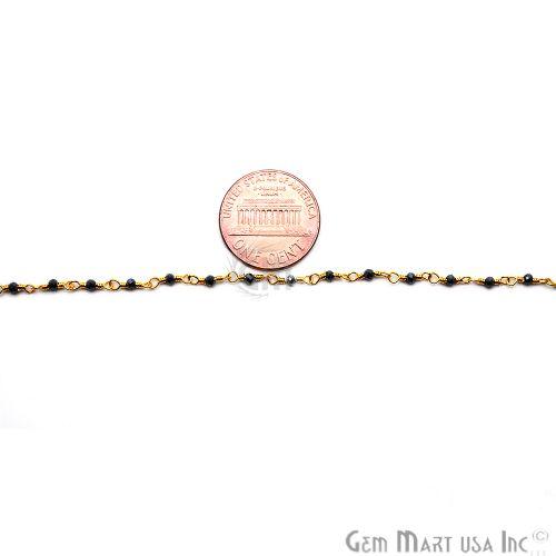 Black Pyrite Gold Plated Wire Wrapped Gemstone Beads Rosary Chain (762916601903)