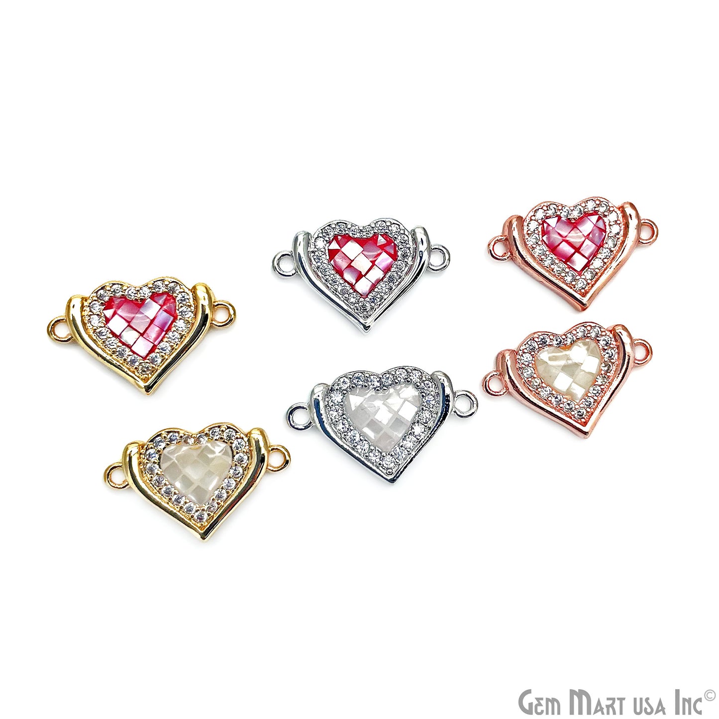 Heart Charm Pendant 18x12mm Double Bail Bracelet Charm