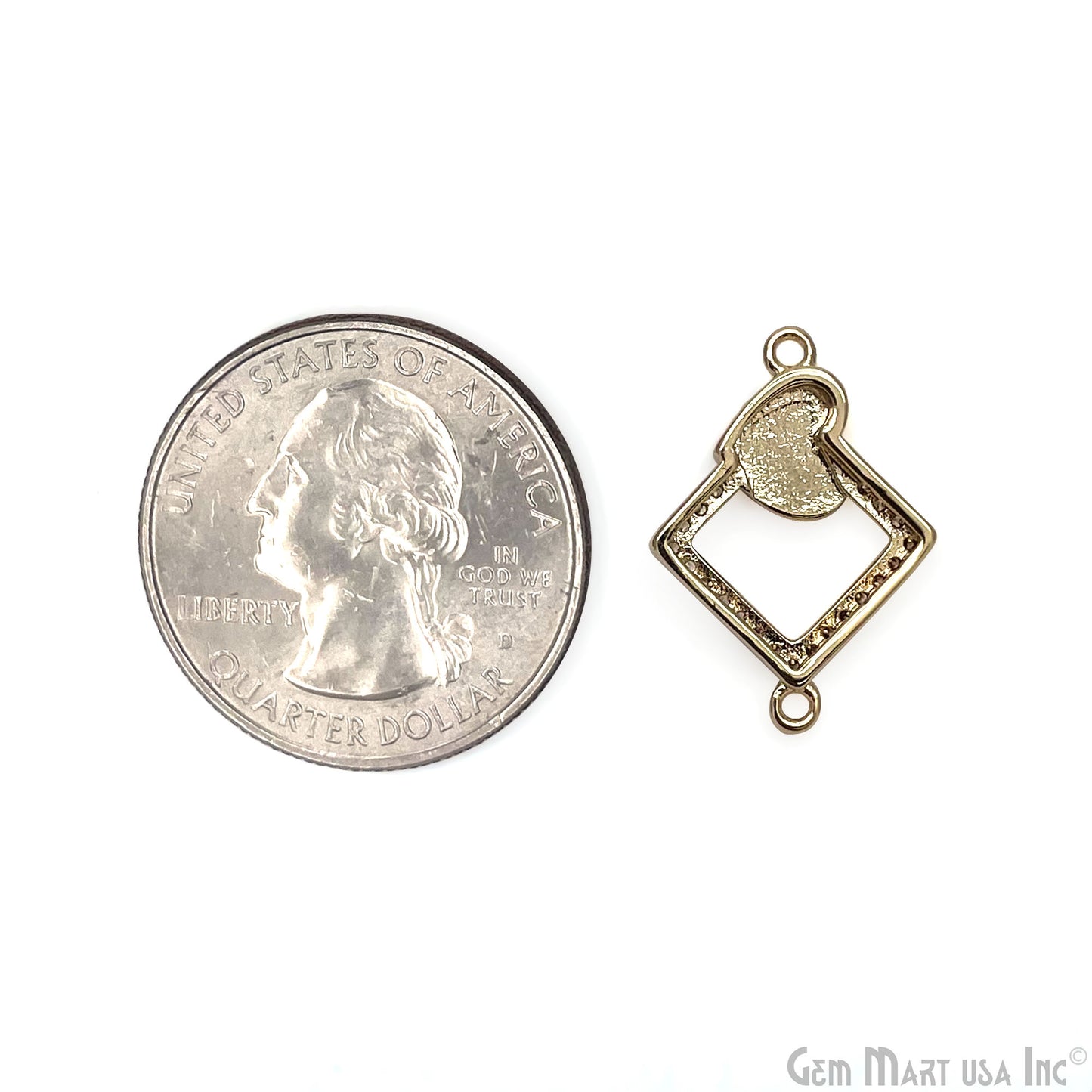 Square With Heart Charm Pendant 20x14mm Double Bail Bracelet Charm