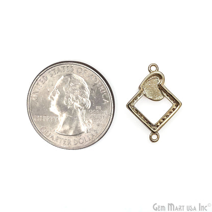 Square With Heart Charm Pendant 20x14mm Double Bail Bracelet Charm