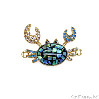 Crab Charm Pendant crab jewelry Cubic Zircon 25x17mm Pendant