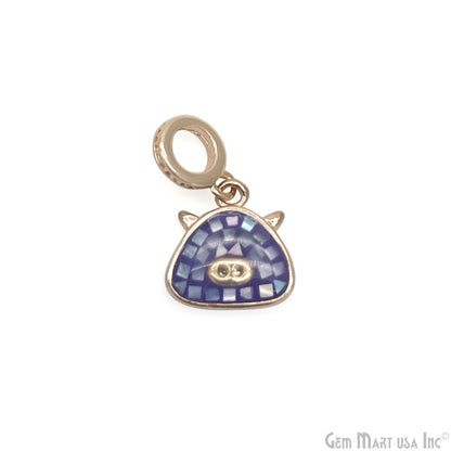 Trillion CZ Zircon 17x11mm Gold Plated Charm Pendant