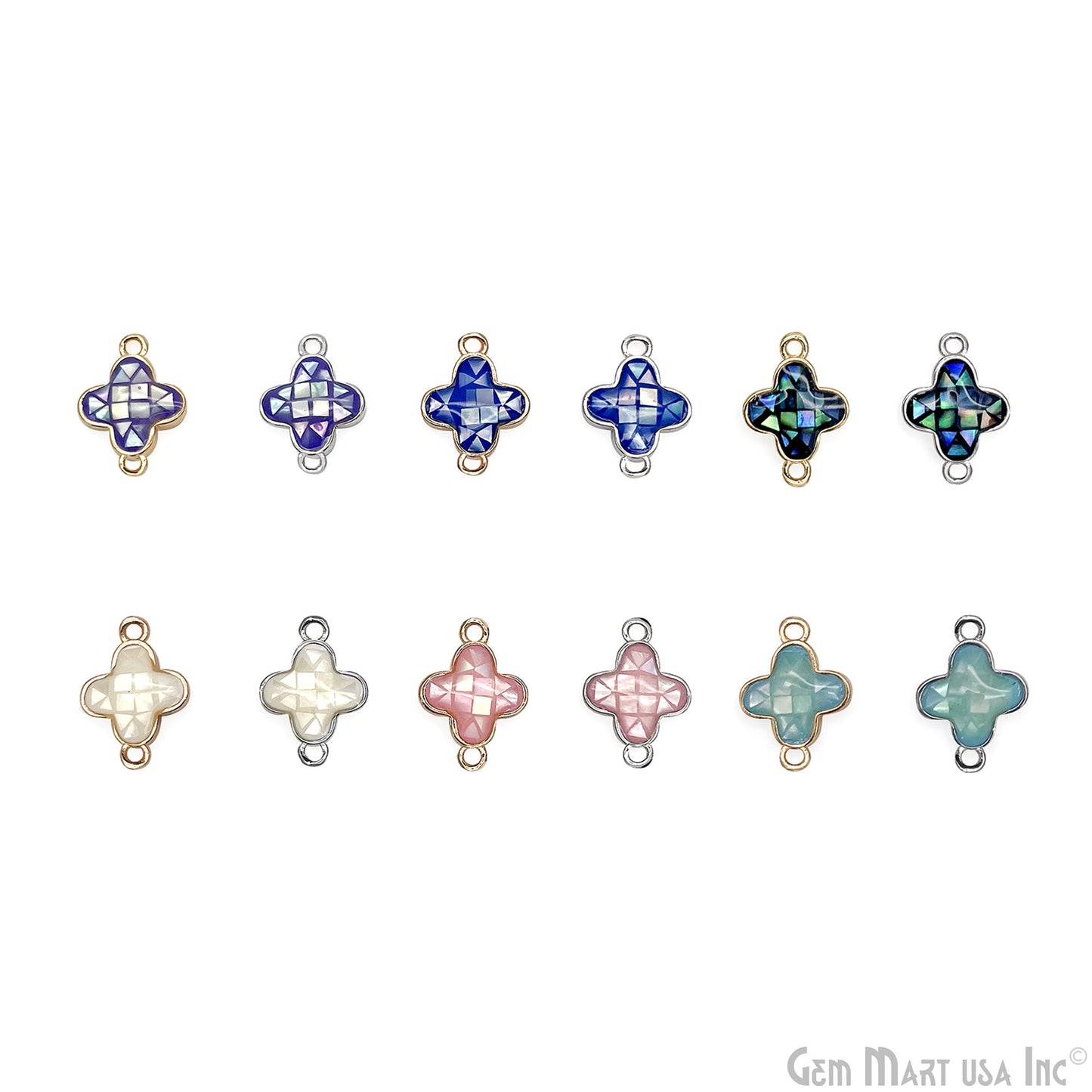 Shell Charm Clover 10mm Double Bail Bracelet Charm Pendant