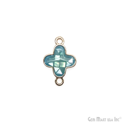 Shell Charm Clover 10mm Double Bail Bracelet Charm Pendant