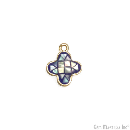 Shell Charm Clover 10mm Single Bail Bracelet Charm Pendant