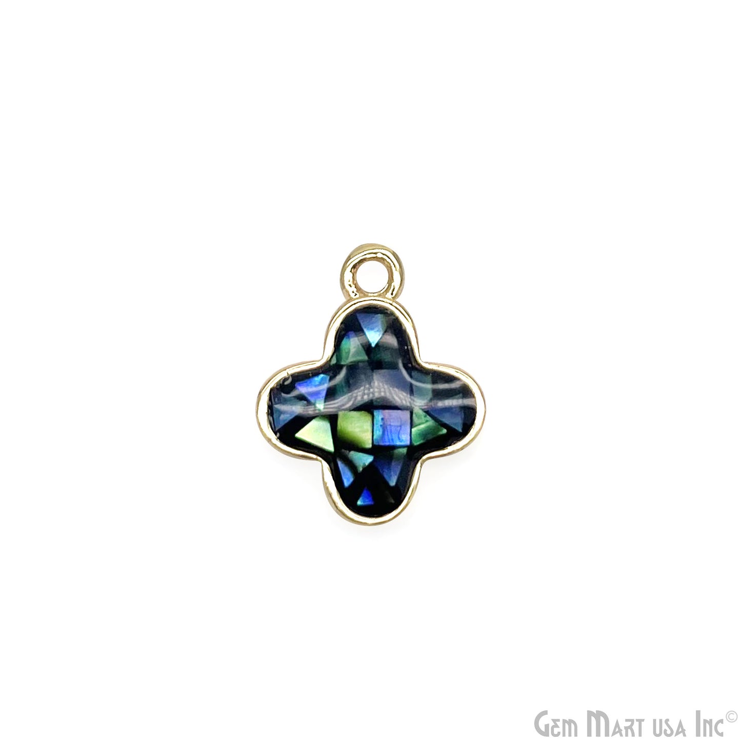 Shell Charm Clover 10mm Single Bail Bracelet Charm Pendant