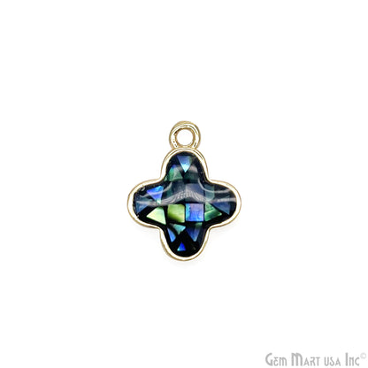 Shell Charm Clover 10mm Single Bail Bracelet Charm Pendant