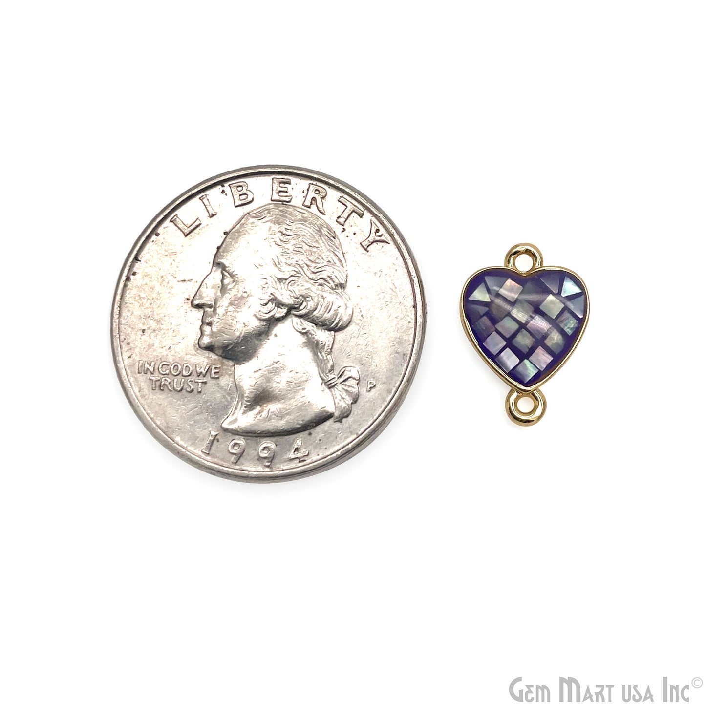 Shell Charm Heart 14x10mm Double Bail Bracelet Charm Pendant