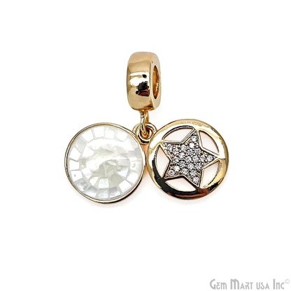 Round CZ Star Gold Plated 10mm Single Bail Connector