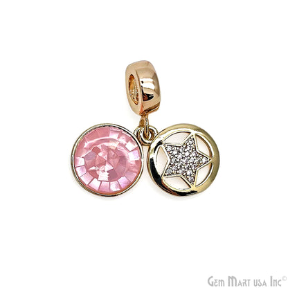 Round CZ Star Gold Plated 10mm Single Bail Connector