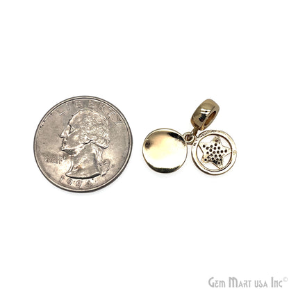 Round CZ Star Gold Plated 10mm Single Bail Connector