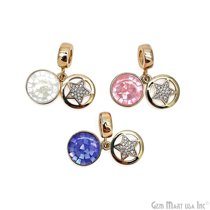 Round CZ Star Gold Plated 10mm Single Bail Connector