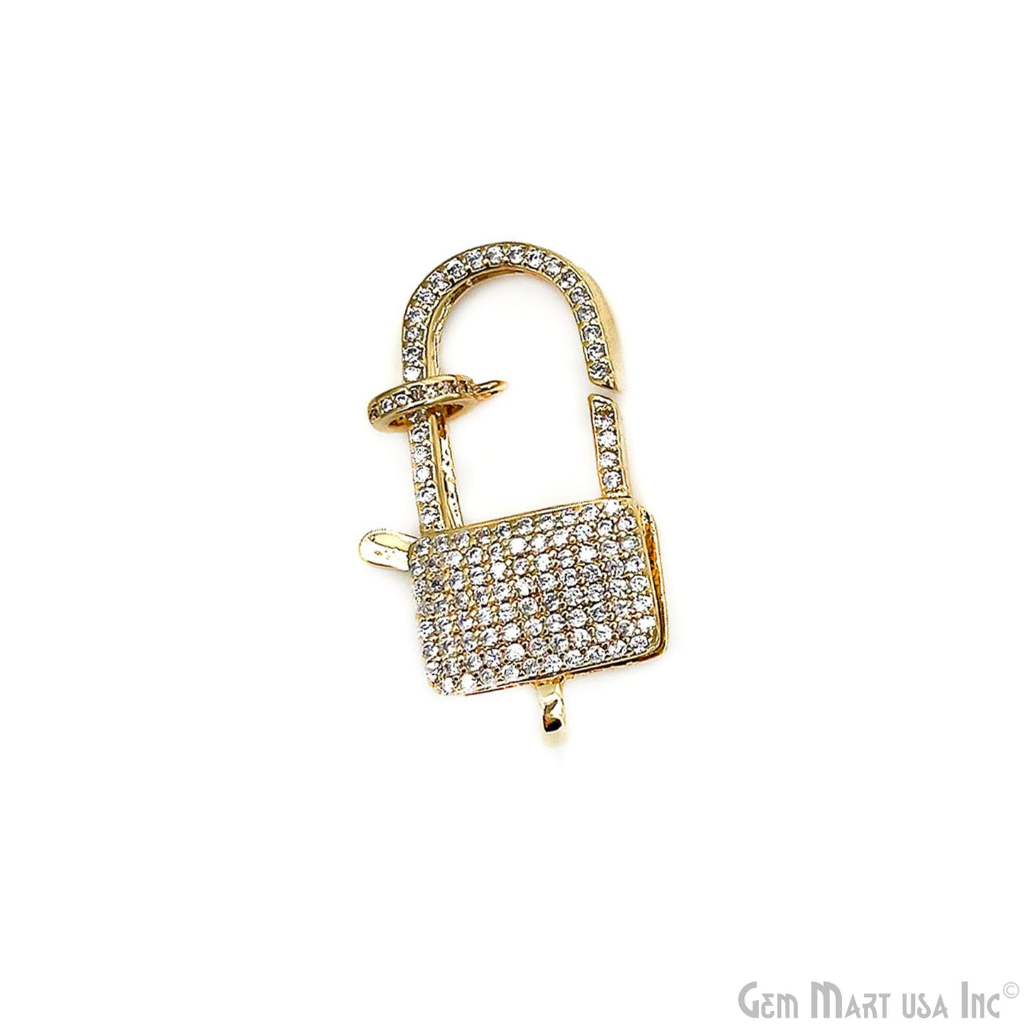 CZ Pave Lock Shape Lobster Clasp 35x16mm CZ Clear Micro Pave Lobster Claw Clasp