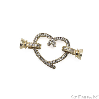 CZ Pave Heart Charm Pendant 40x20mm CZ Clear Micro Pave Bracelet Heart Charm