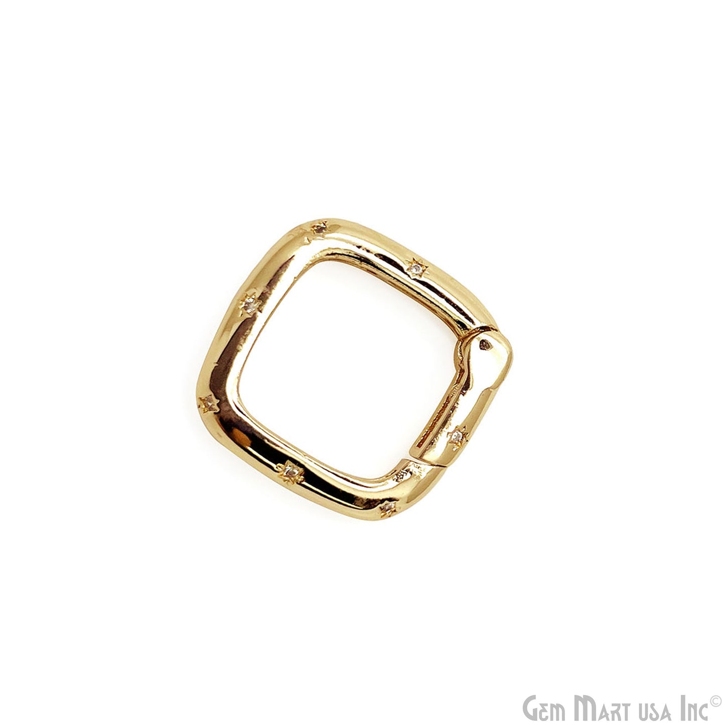 CZ Square Push Gate Ring Clasp 18mm Charm Pendant