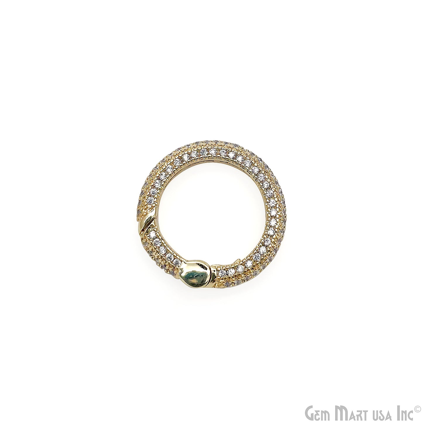 Dainty CZ Pave Round Spring Gate Ring 20mm Round Push Gate Ring-Jewelry Making Findings
