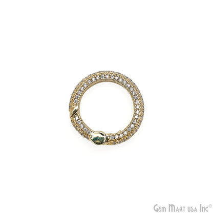 Dainty CZ Pave Round Spring Gate Ring 20mm Round Push Gate Ring-Jewelry Making Findings